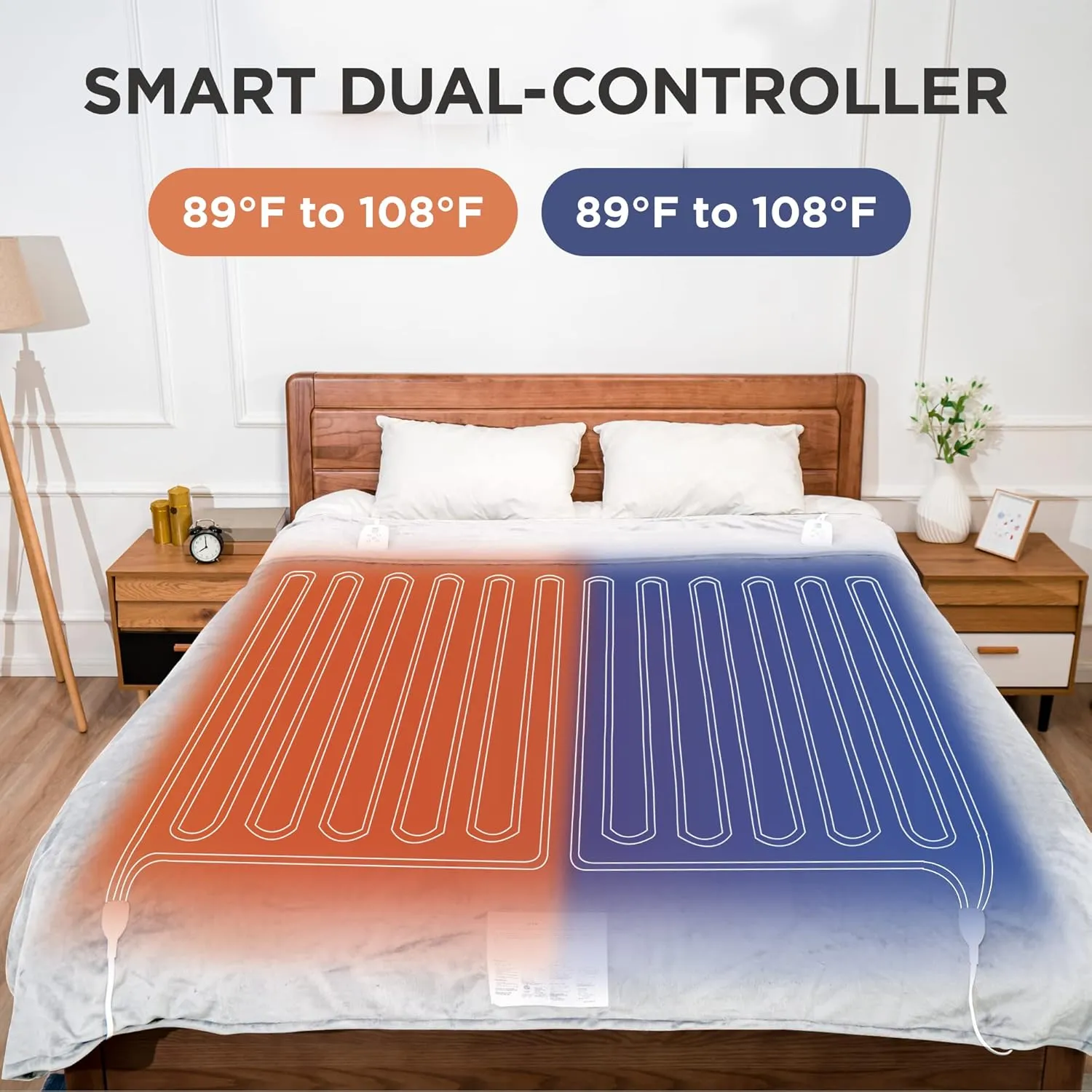 RoyalCraft Heated Blanket Queen Size with Dual Control, Fast Heating Throw with 10 Heating Levels & 0.5-12 Hour Auto-Off, ETL Certified, Machine Washable, 5 Year Warranty, Cream
