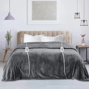 RoyalCraft Heated Blanket Queen Size with Dual Control, Fast Heating Throw with 10 Heating Levels & 0.5-12 Hour Auto-Off, ETL Certified, Machine Washable, 5 Year Warranty, Grey