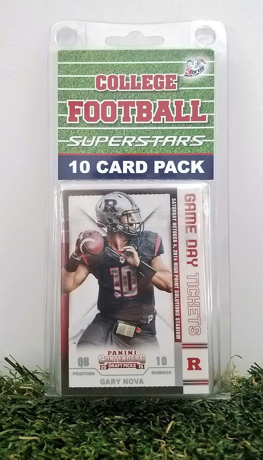 Rutgers Scarlet Knights- (10) Card Pack College Football Different Rutger Superstars Starter Kit! Comes in Souvenir Case! Great Mix of Modern & Vintage Players for the Super Knights Fan! By 3bros
