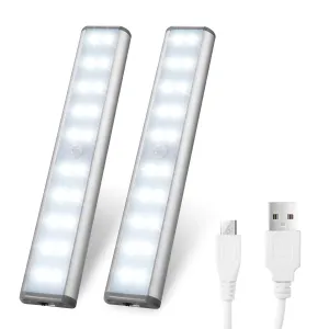 Rynx | Lepotec Motion Sensor Cabinet Light, Usb Rechargeable 20 Led Wireless Under Cabinet Light Bar (2 Pack)