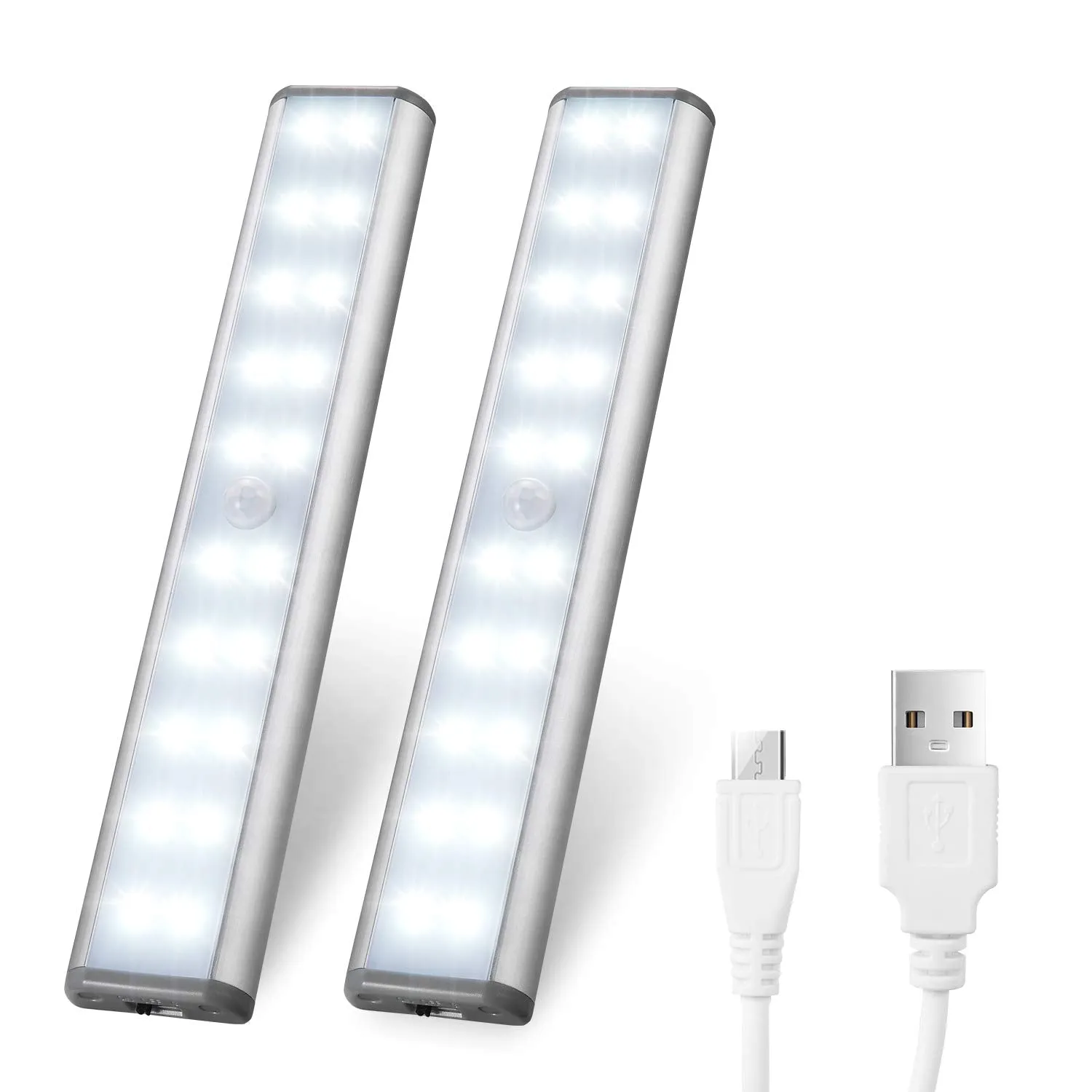 Rynx | Lepotec Motion Sensor Cabinet Light, Usb Rechargeable 20 Led Wireless Under Cabinet Light Bar (2 Pack)