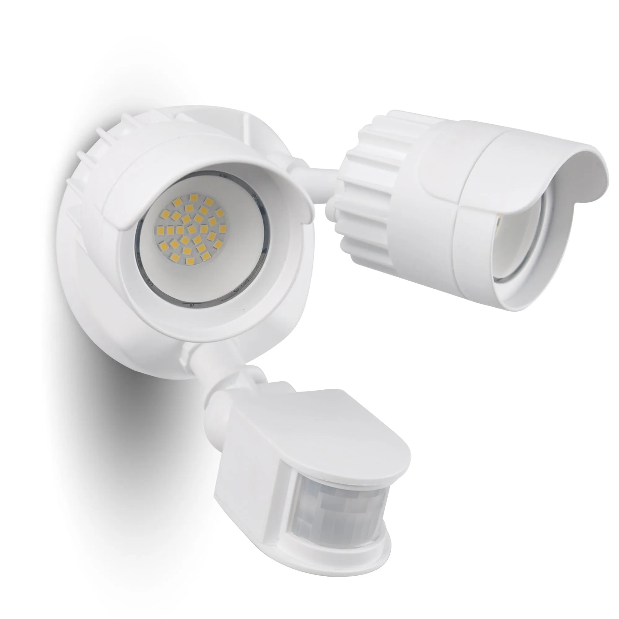 Rynx | Luxfly LED Motion Sensor Outdoor Light, 34W 3500Lm 5000K Daylight, Ip65 Waterproof, Twilight Light, 2 Heads Motion Detector Safety Light For Outdoor, Patio, Garage, Garden (White, 1 Pack)