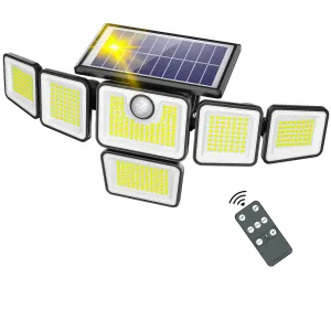 Rynx | Szpower Solar Energy Outdoor Light, 3000Lm Solar Flood Light With 401 LED, 6 Heads Motion Sensor Light 360° Beam Angle, Ip65 Waterproof, 3 Adjustable Brightness Levels, Remote Control Security Light 1 Pack