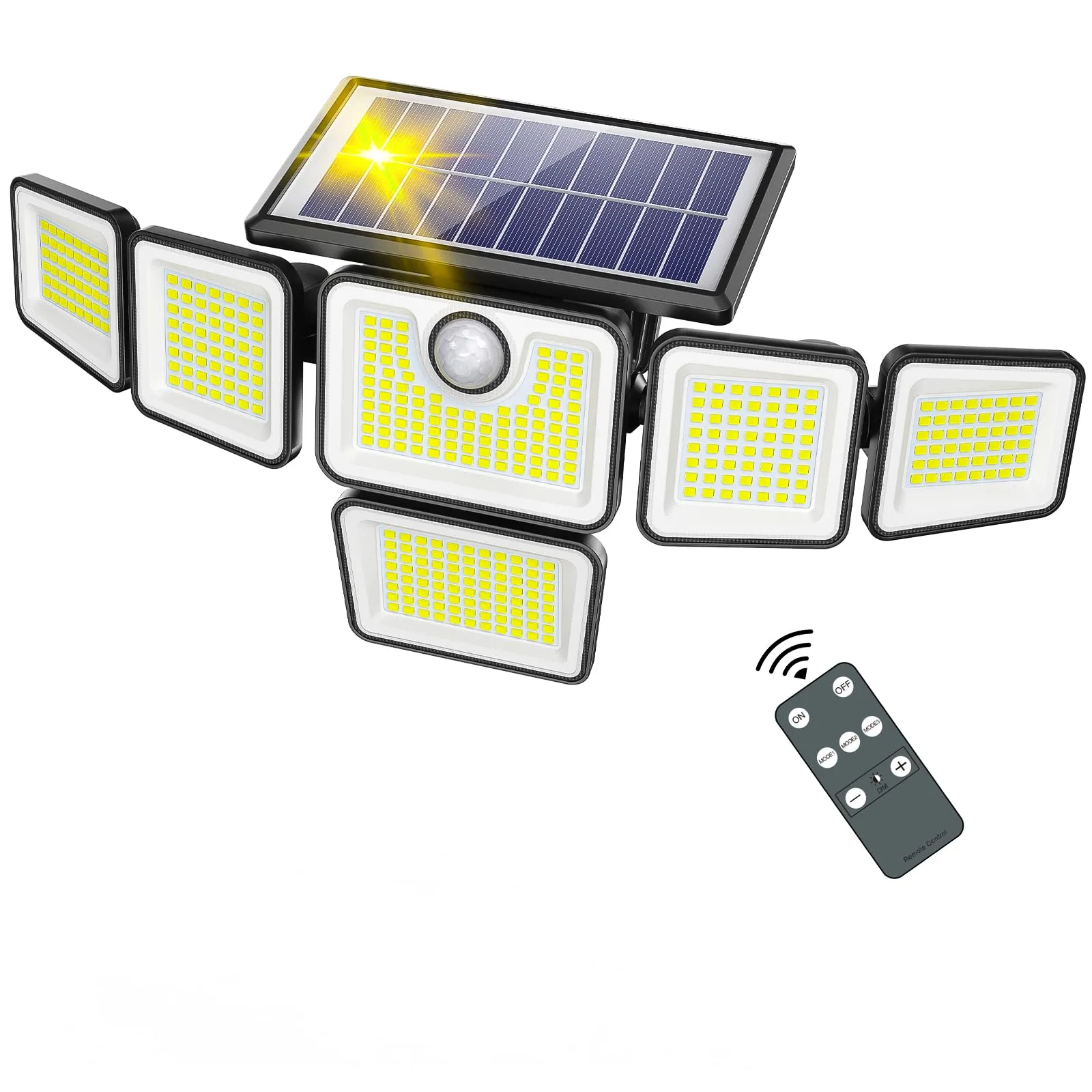 Rynx | Szpower Solar Energy Outdoor Light, 3000Lm Solar Flood Light With 401 LED, 6 Heads Motion Sensor Light 360° Beam Angle, Ip65 Waterproof, 3 Adjustable Brightness Levels, Remote Control Security Light 1 Pack