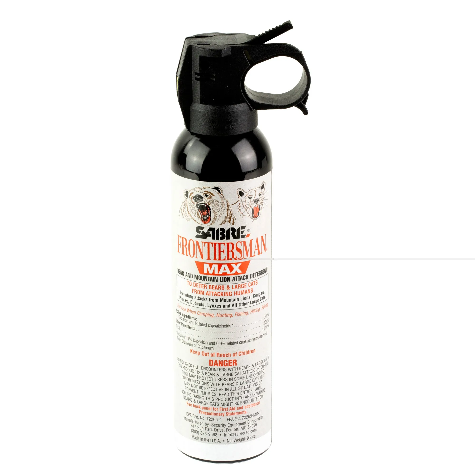 Sabre 9.2oz Bear/mnt Lion Spray Blk