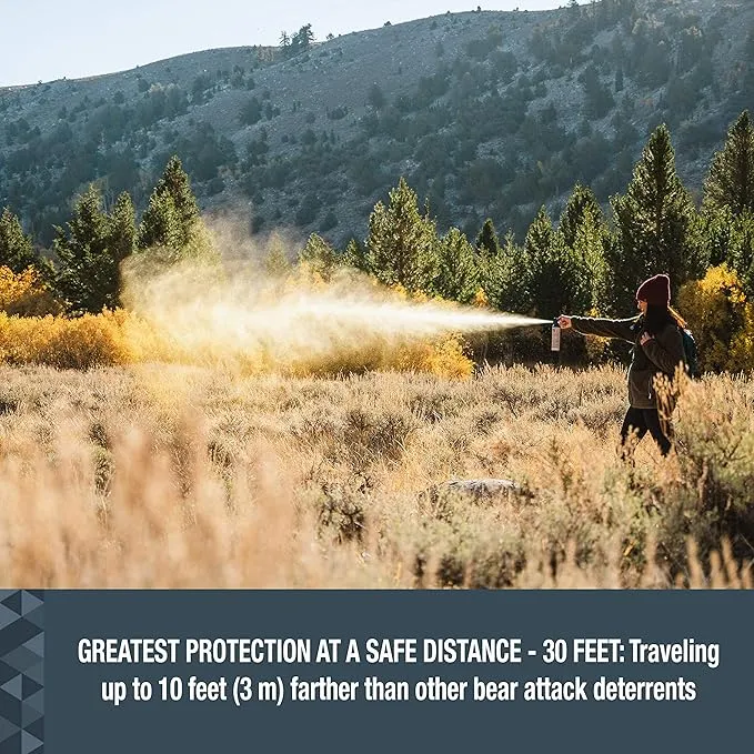 SABRE Frontiersman 7.9 fl oz. Bear Spray, Maximum Strength 2.0% Major Capsaicinoids, Powerful 30 ft. Range Bear Deterrent, Outdoor Camping & Hiking Protection, Quick Draw Holster & Multipack Options