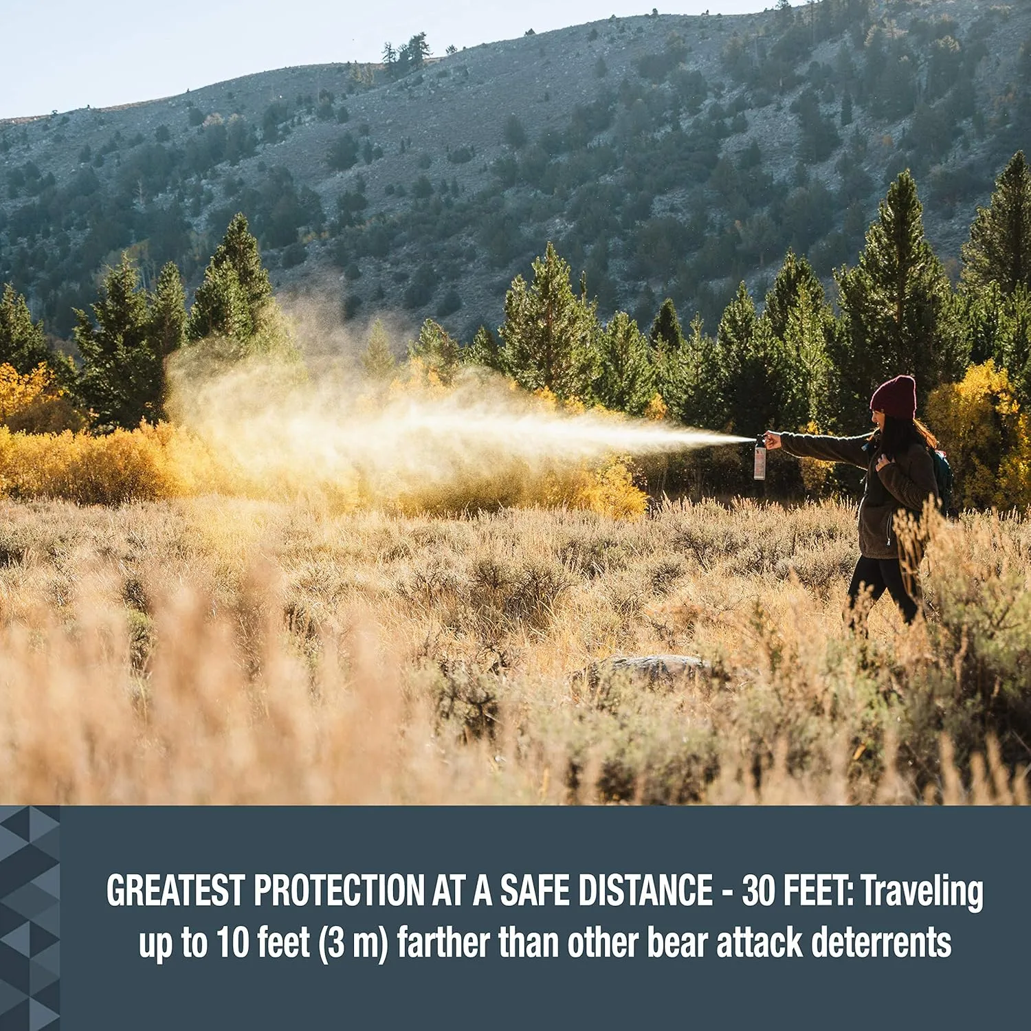 SABRE Frontiersman 7.9 fl oz. Bear Spray, Maximum Strength 2.0% Major Capsaicinoids, Powerful 30 ft. Range Bear Deterrent, Outdoor Camping & Hiking Protection, Quick Draw Holster & Multipack Options
