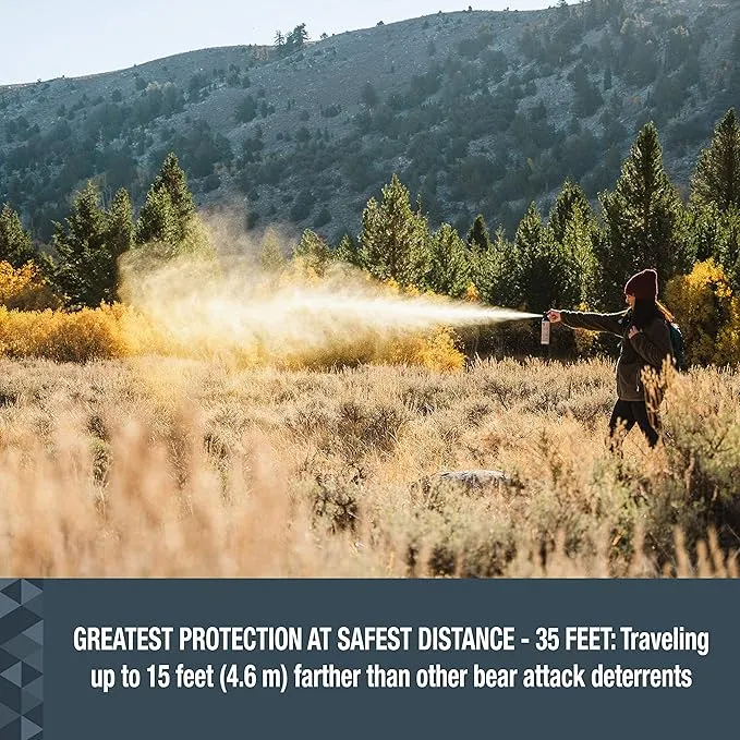 SABRE Frontiersman 9.2 fl oz. Bear Spray, Maximum Strength 2.0% Major Capsaicinoids, Powerful 35 ft. Range Bear Deterrent, Outdoor Camping & Hiking Protection, Quick Draw Holster & Multipack Options