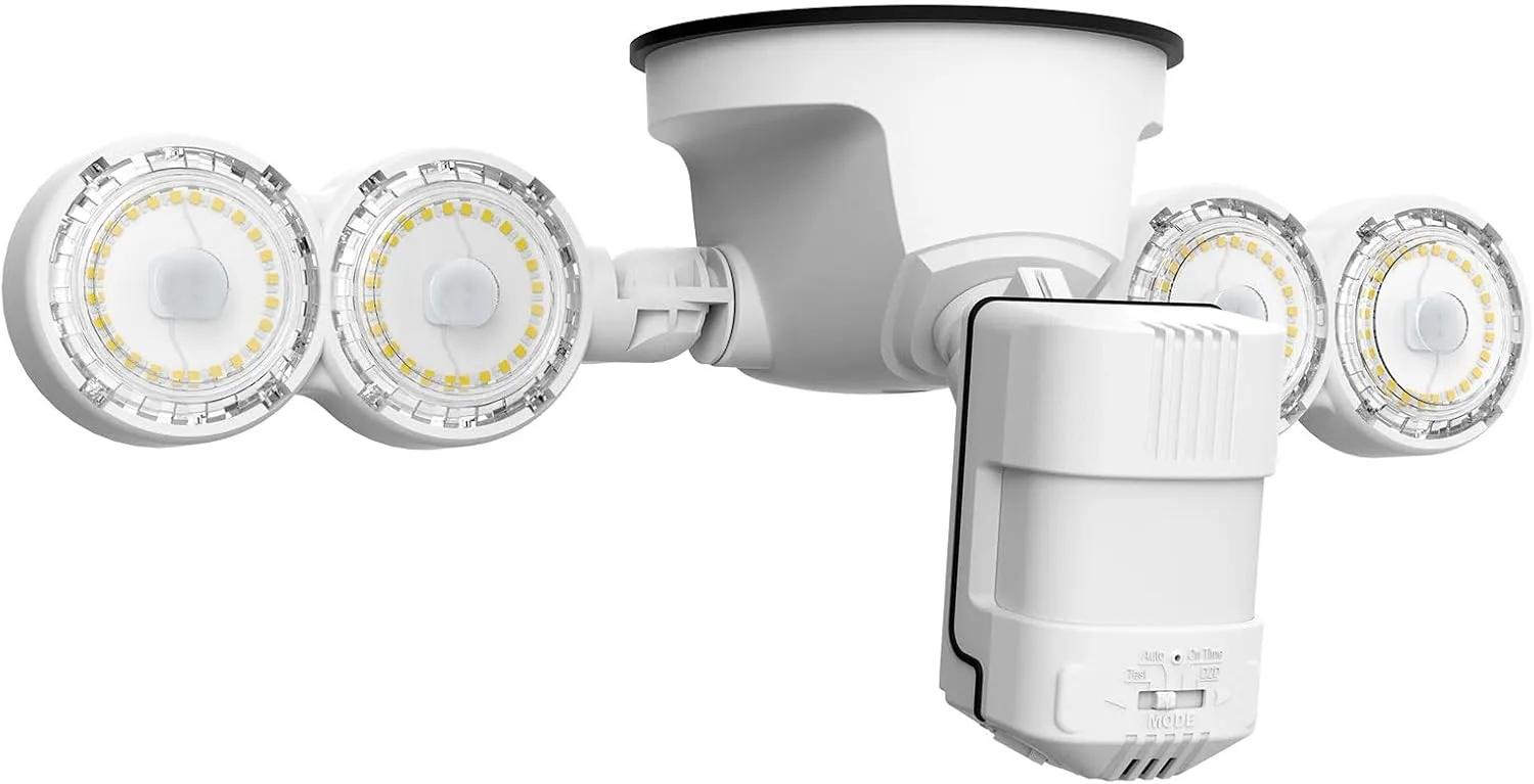 SANSI 30W 4000LM Motion Sensor Outdoor Light, 5000K Dusk to Down Eave Mount Security Light, 4 Modes, 320°Wide Angle Illumination for Garage Yard Patio, Soffit, Wired
