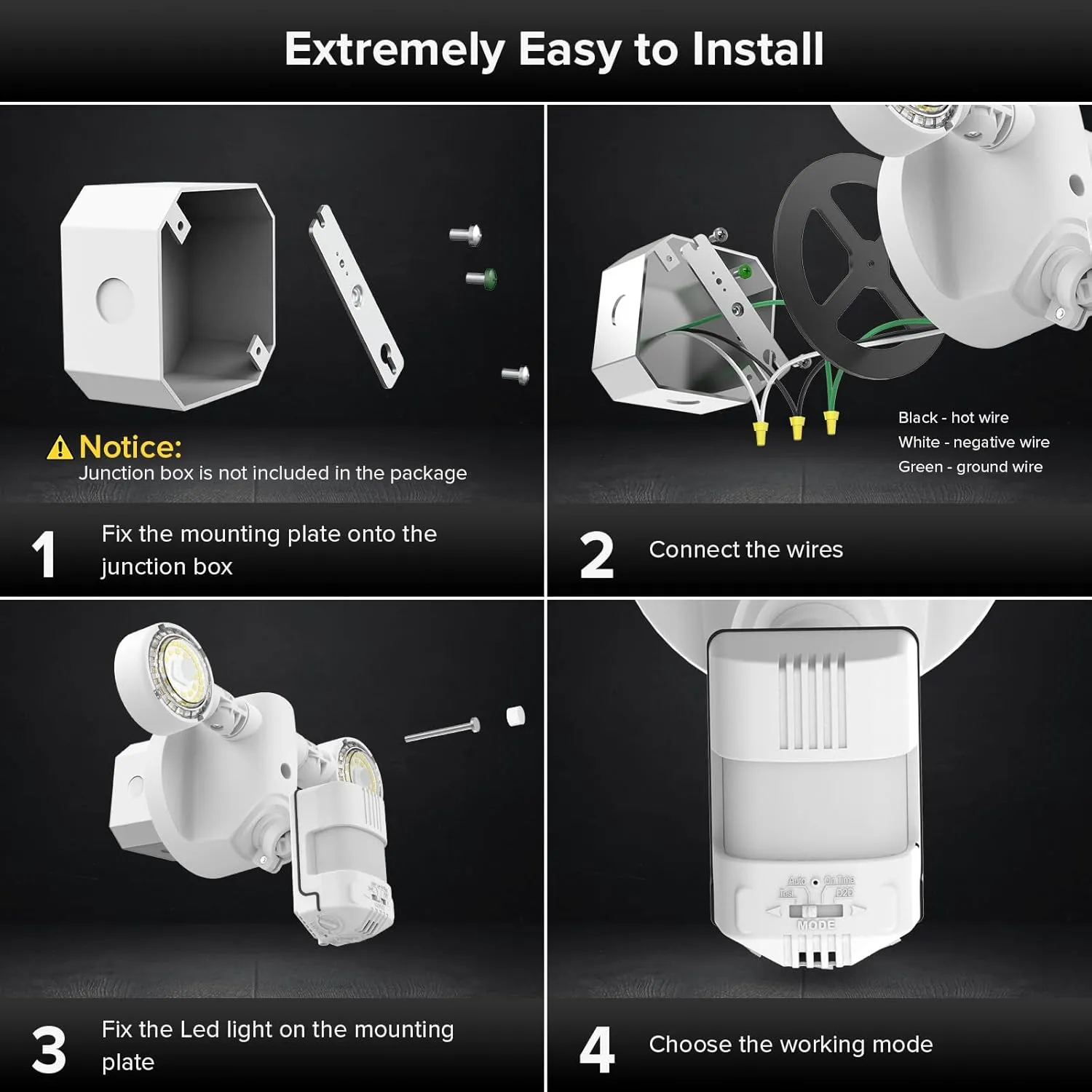 SANSI Upgraded 25W Motion Sensor Outdoor Light 3000LM Flood Lights Outdoor, 5000K Dusk to Dawn Security Light, 4 Modes, 320°Wide Angle Illumination Super Bright for Garage Yard Patio Wired Not Solar