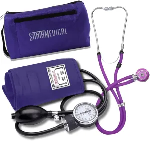 Santamedical Adult Deluxe Aneroid Sphygmomanometer with Stethoscope, Cuff and Carrying case Purple