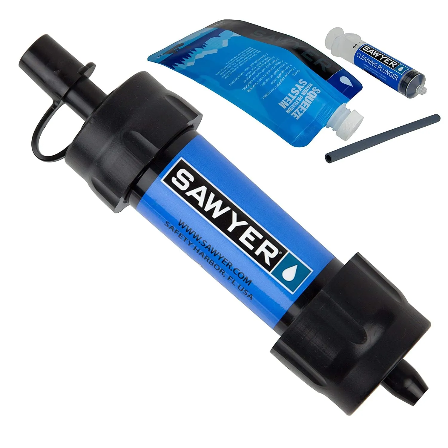 Sawyer SP128 MINI Water Filter - Ultralight 0.1 Micron Survival Water Purifier | Military-Grade Emergency Filter System (Blue)