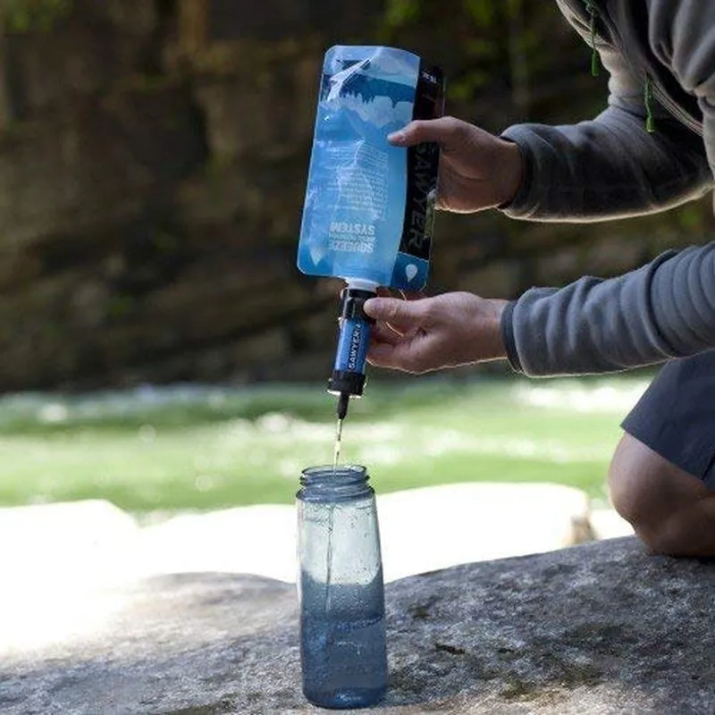 Sawyer SP128 MINI Water Filter - Ultralight 0.1 Micron Survival Water Purifier | Military-Grade Emergency Filter System (Blue)