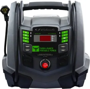 Schumacher Electric Farm and Ranch Jump Starter and Portable Power Station, FR01337, 5-in-1, 100-PSI Air Compressor, 200 Continuous Watt Inverter, 1200 Amps, 12 Volt, AC Outlet, DC Outlet, 4 USB Ports