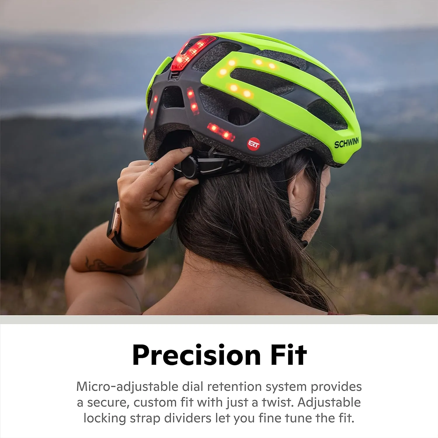 Schwinn LED Insight ERT Bike Helmet For Adult Youth Men Women, Front & Rear LED Lights, Can Fit Head Circumference 54-62 cm, With 19 Air Vents, Removable/Washable Padding, and Adjustable Locking Strap
