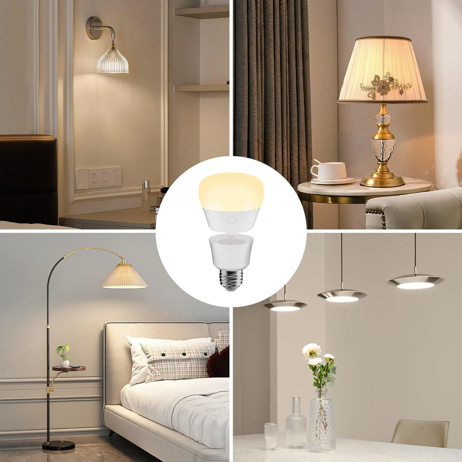 SCOPOW Magnetic and USB Charging 2IN1 Rechargeable Light Bulb with Remote Control Timer and 3 Color Temperature Battery Operated Light Bulb (2, E26)