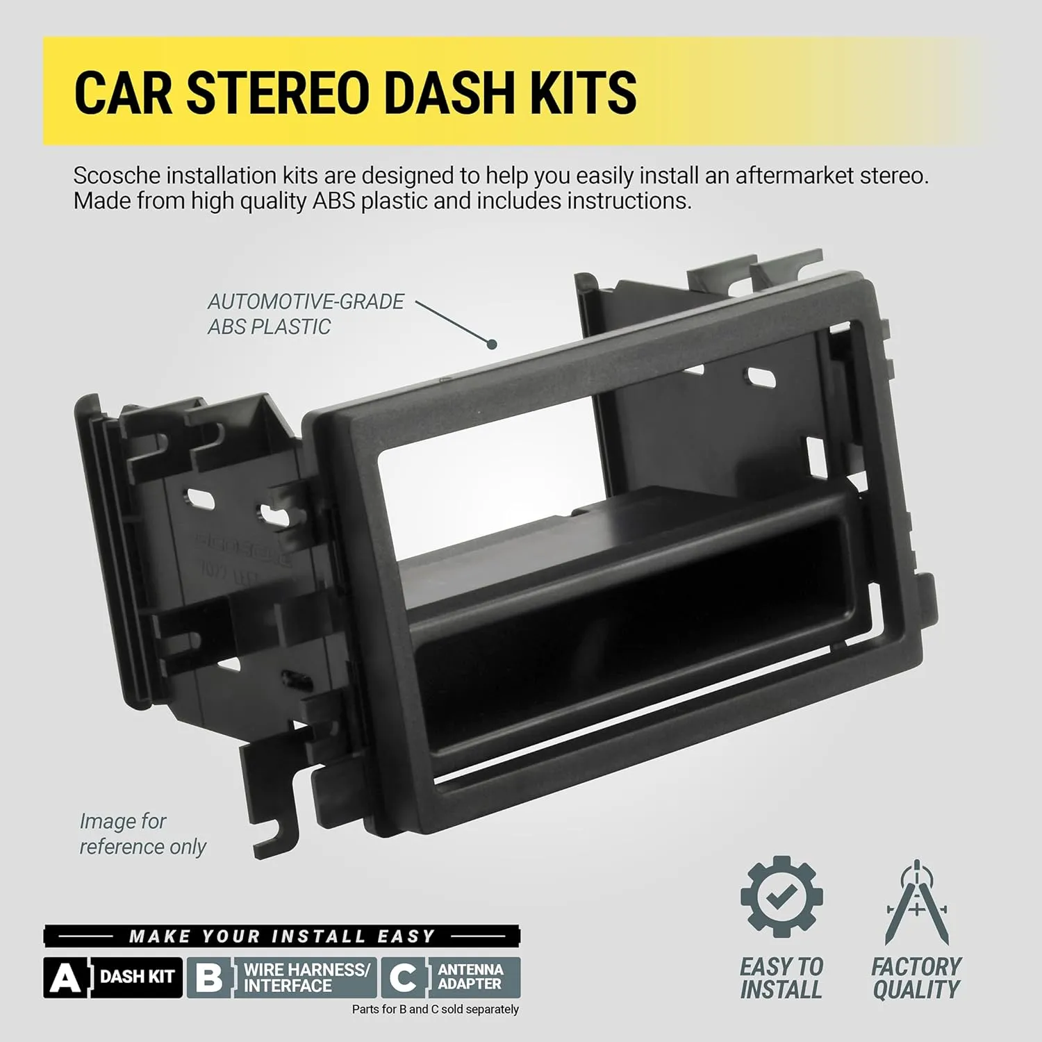 Scosche GM1598AB Double DIN or Single DIN with Pocket Radio Installation Dash Kit Compatible with Select 2006-19 GM Vehicles - Car Stereo Install Kit - See Fit Guide in Images to Verify Your Vehicle
