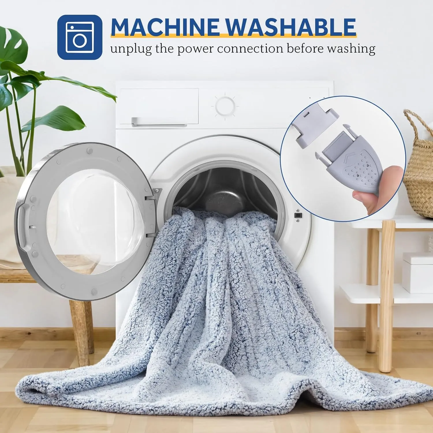 Sealy Electric Blanket Heated Throw 50"x60" Soft Double Sherpa Super Cozy with 6 Fast Heating Levels & 2-10 Hours Auto-Off, Over-Heat Protection, Machine Washable, Blue