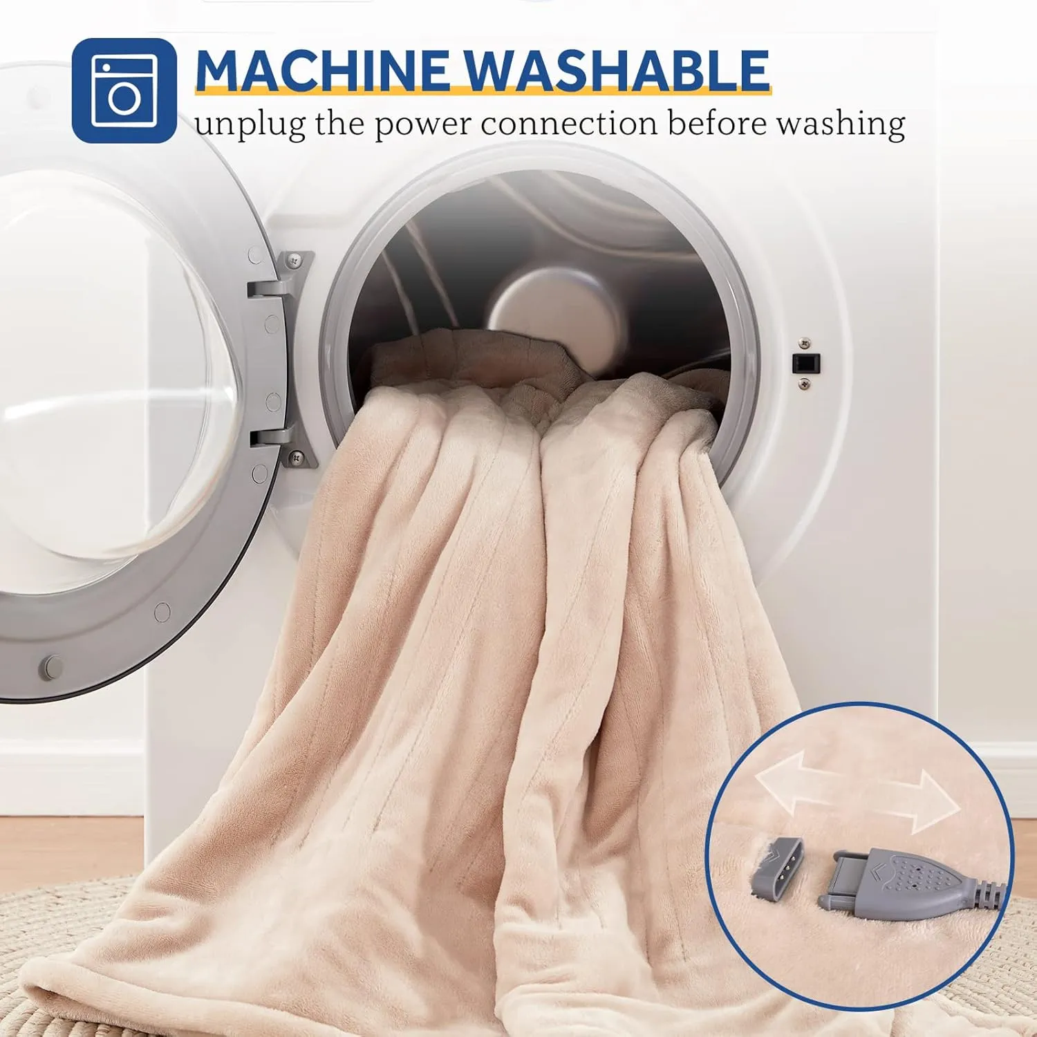 Sealy Electric Blanket Heated Throw, Soft Flannel Heating Blanket with 6 Heat Settings & 2-10 Hours Auto Shut Off, Fast Heating & Machine Washable, 50x60 Inch, Beige