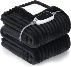Sealy Electric Blanket Heated Throw, Soft Flannel to Sherpa Reversible Safe Heating with 6 Heat Settings & 2-10 Hours Auto Shut - Off Overheat Protection, Machine Washable, 50" x 60" Charcoal