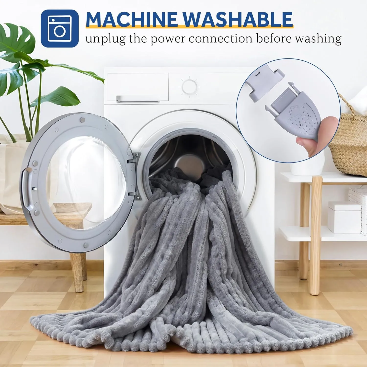 Sealy Heated Blanket Electric Throw, Ribbed Flannel to Sherpa,50"x60" Heating Blanket Throw, 6 Heat Levels & 2-10 Hours Auto-Off Over-Heat Protection, Machine Washable, Light Grey