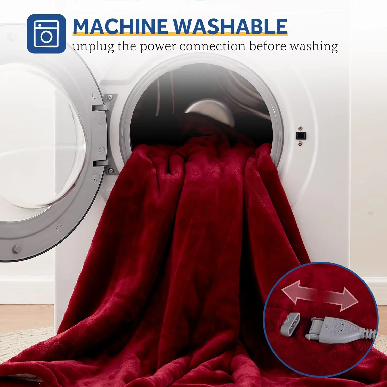 Sealy Heated Blanket Throw, Soft Flannel Electric Blanket with 6 Heat Settings & 2-10 Hour Auto Shut Off, Fast Heating with ETL Certificated Machine Washable, 50x60 Inch, Burgundy