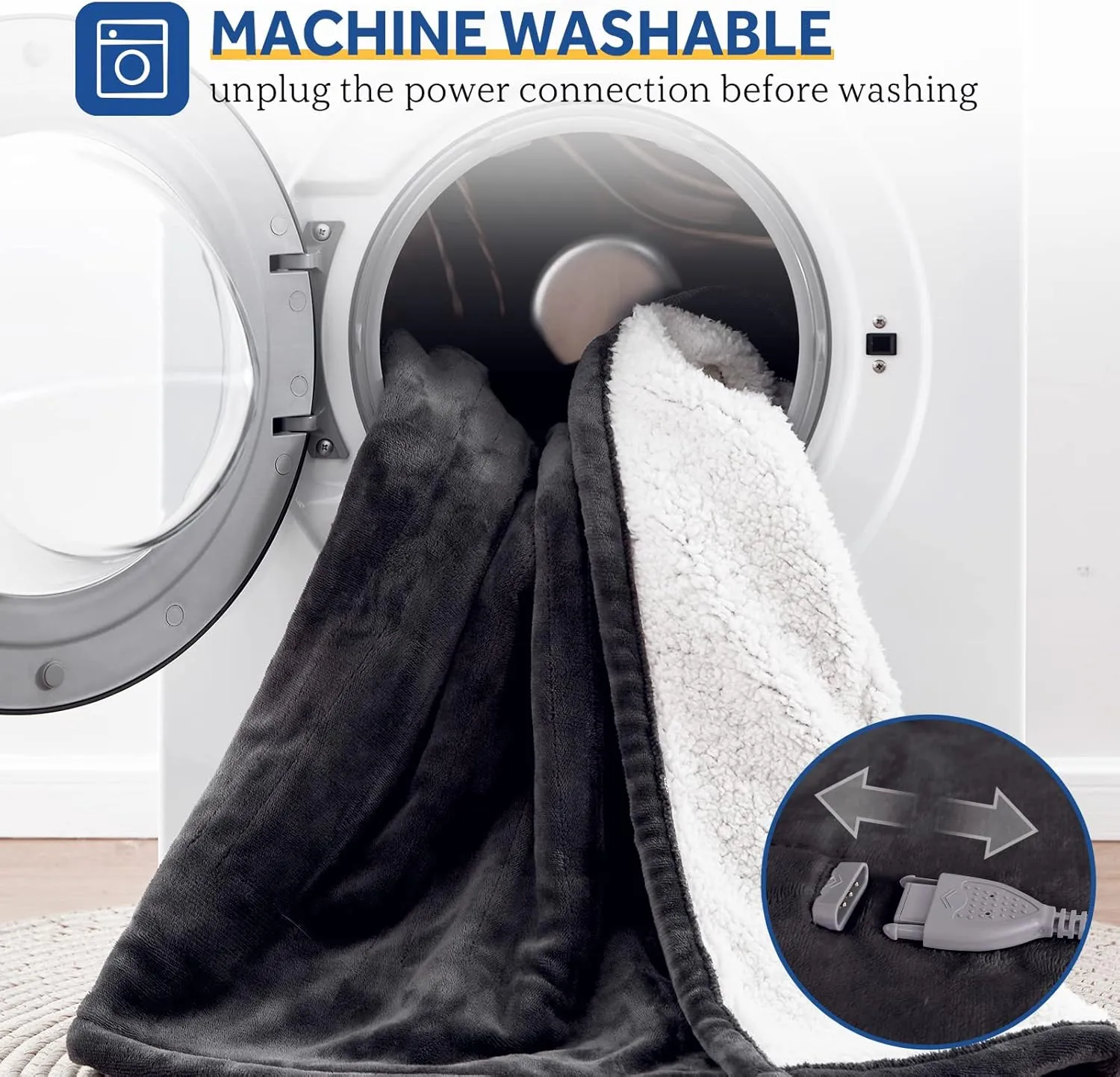 Sealy Heated Electric Blanket Full Size, Flannel & Sherpa Heating Blanket with with 10 Heating Levels & 1-12 Hours Auto Shut Off, Fast Heating Blanket, Machine Washable, Grey, 80 x 84 Inch
