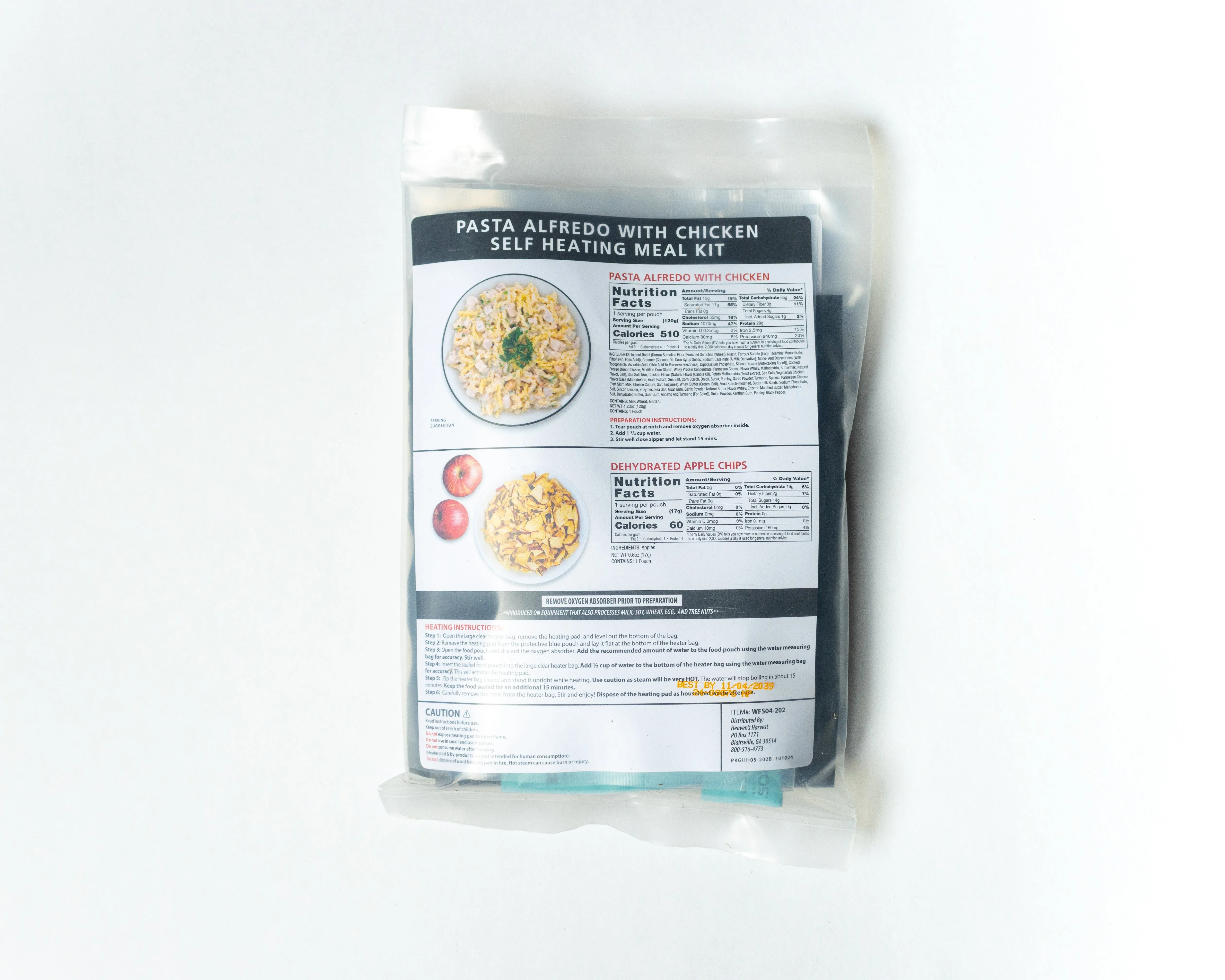 Self-Heating Meal Kit, 12 pack- Pasta Alfredo with Chicken