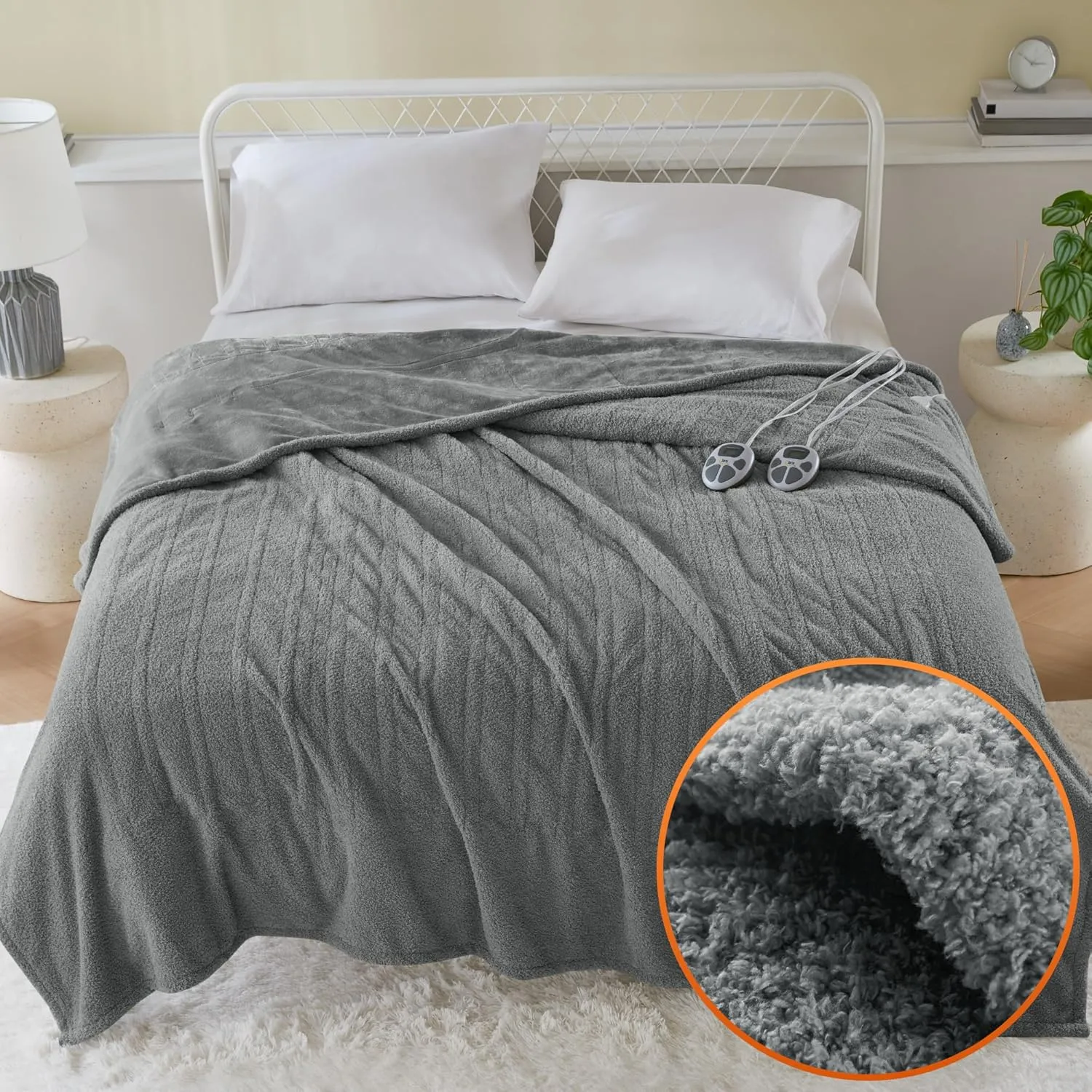Serta Heated Blanket, Electric King Size Blanket, Soft, Warm, Fuzzy Heating Blanket King for Office, Couch, 1-12 hr Auto Shut Off Timer, 10 Lv Heat Setting, ETL Certified, King 100" x 90" Grey
