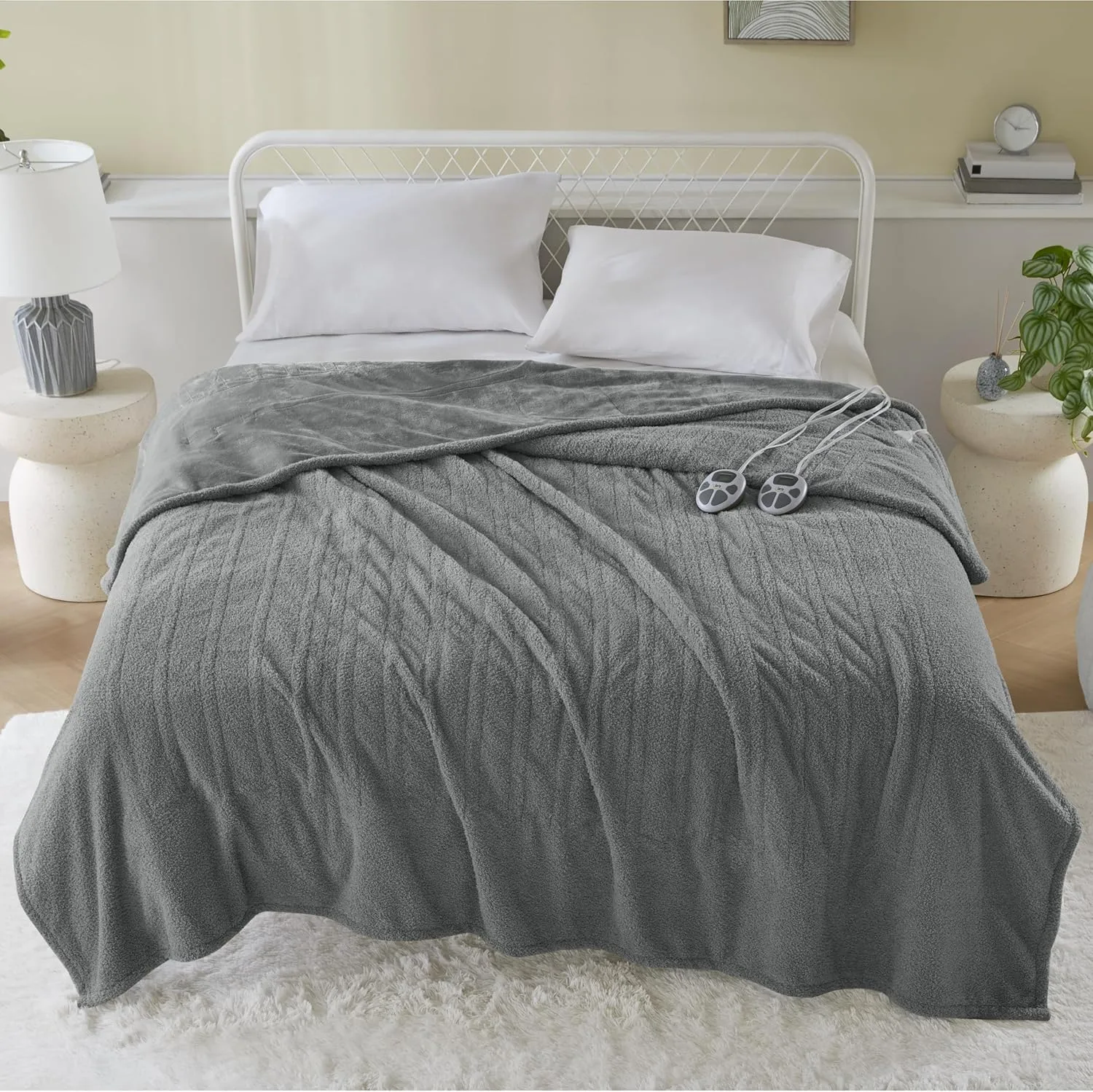 Serta Heated Blanket, Electric King Size Blanket, Soft, Warm, Fuzzy Heating Blanket King for Office, Couch, 1-12 hr Auto Shut Off Timer, 10 Lv Heat Setting, ETL Certified, King 100" x 90" Grey