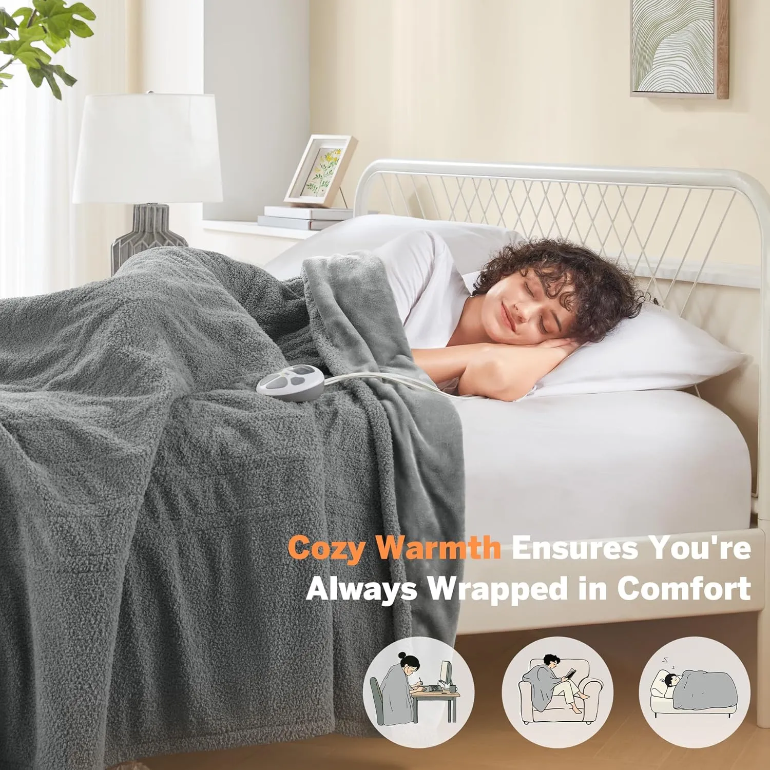 Serta Heated Blanket, Electric King Size Blanket, Soft, Warm, Fuzzy Heating Blanket King for Office, Couch, 1-12 hr Auto Shut Off Timer, 10 Lv Heat Setting, ETL Certified, King 100" x 90" Grey