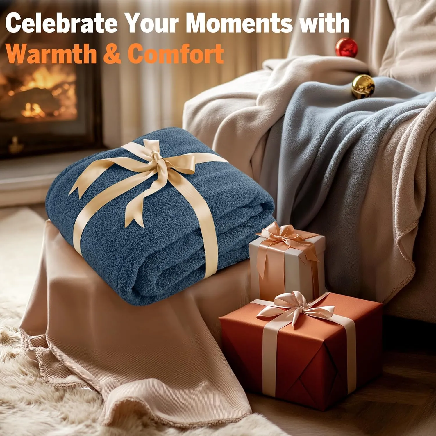 Serta Heated Blanket, Electric Queen Size Blanket, Soft, Warm, Fuzzy Heating Blanket Queen for Office, Couch, 1-12 hr Auto Shut Off Timer, 10 Lv Heat Setting, ETL Certified, Queen 84" x 90" Navy