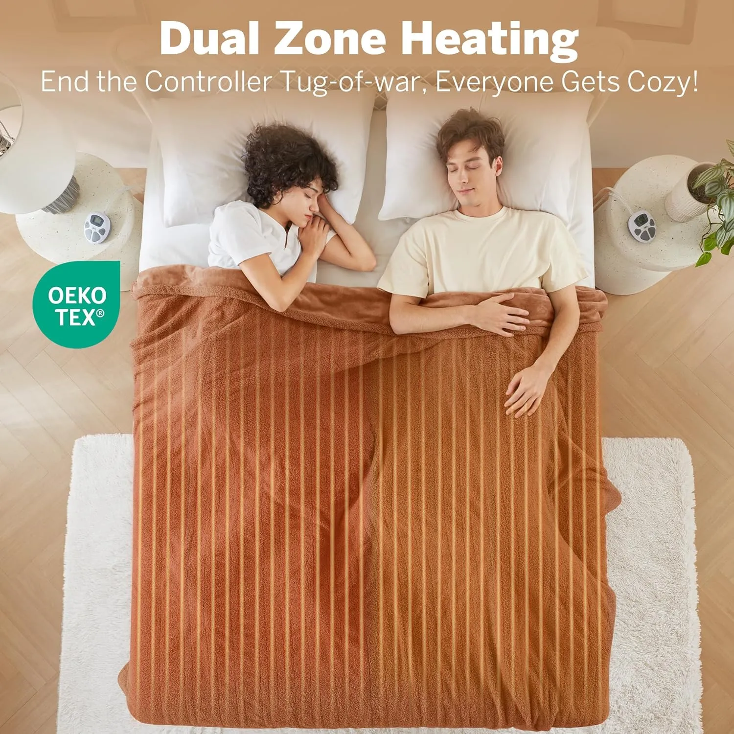 Serta Heated Blanket, Electric Queen Size Blanket, Soft, Warm, Fuzzy Heating Blanket Queen for Office, Couch, 1-12 hr Auto Shut Off Timer, 10 Lv Heat Setting, ETL Certified, Queen 84" x 90" Rust