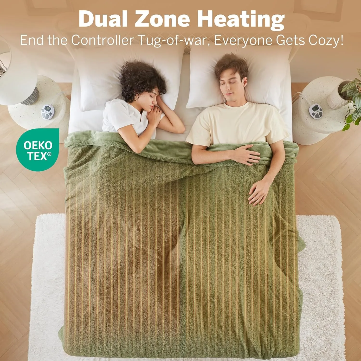 Serta Heated Blanket, Electric Queen Size Blanket, Soft, Warm, Fuzzy Heating Blanket Queen for Office, Couch, 1-12 hr Auto Shut Off Timer, 10 Lv Heat Setting, ETL Certified, Queen 84" x 90" Sage