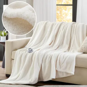 Serta Heated Blanket, Eletric Full Size Blanket, Soft, Warm, Fuzzy Heating Blanket Full for Office, Couch, 1-12 hr Auto Shut Off Timer, 10 Lv Heat Setting, ETL Certified, Full 77" x 84" Ivory