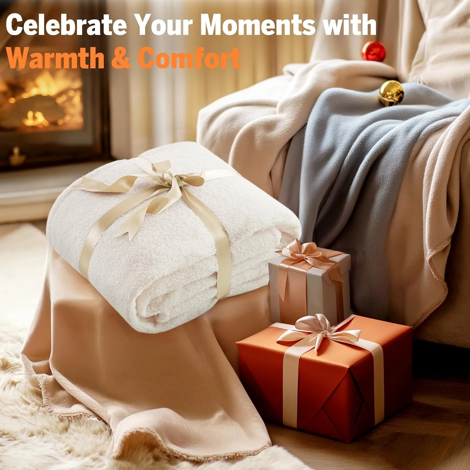 Serta Heated Blanket, Eletric Full Size Blanket, Soft, Warm, Fuzzy Heating Blanket Full for Office, Couch, 1-12 hr Auto Shut Off Timer, 10 Lv Heat Setting, ETL Certified, Full 77" x 84" Ivory