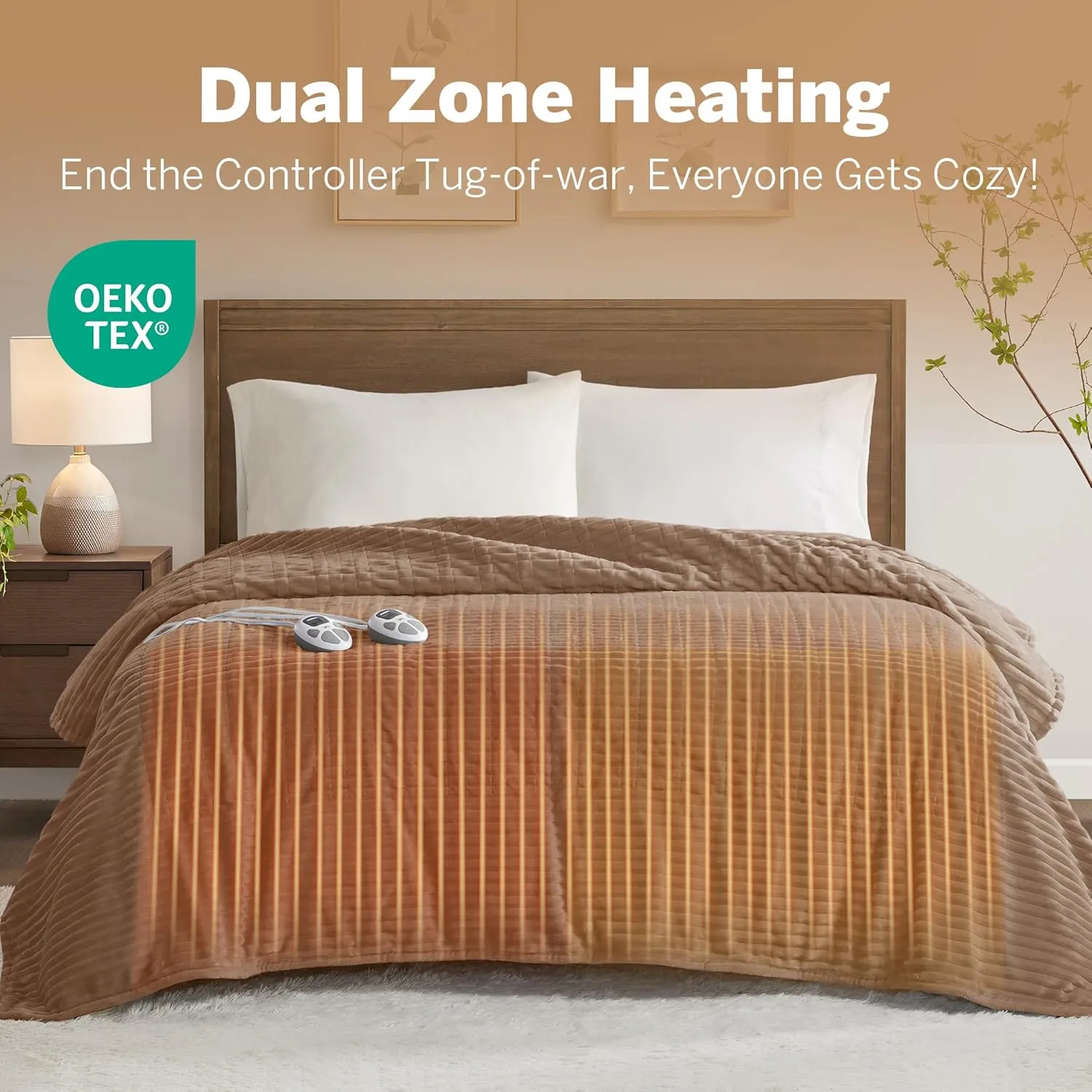 Serta Heated Blanket, Eletric King Size Blanket, Soft, Ribbed, Plush Heating Blanket King for Office, Couch, 1-12 hr Auto Shut Off Timer, 10 Lv Heating, ETL Certified, King 100"x90" Chestnut Brown