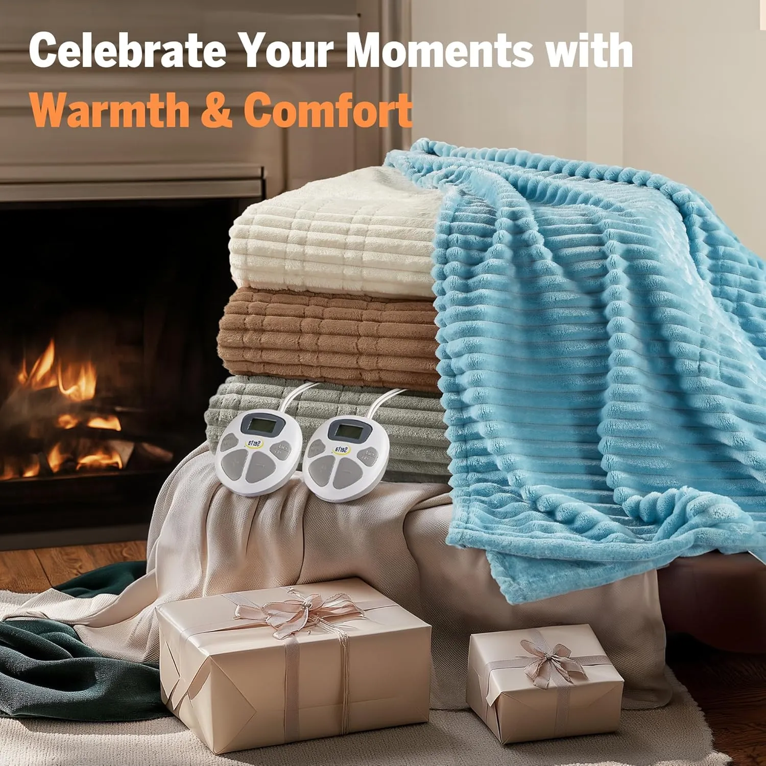 Serta Heated Blanket, Eletric King Size Blanket, Soft, Ribbed, Plush Heating Blanket King for Office, Couch, 1-12 hr Auto Shut Off Timer, 10 Lv Heating, ETL Certified, King 100"x90" Chestnut Brown