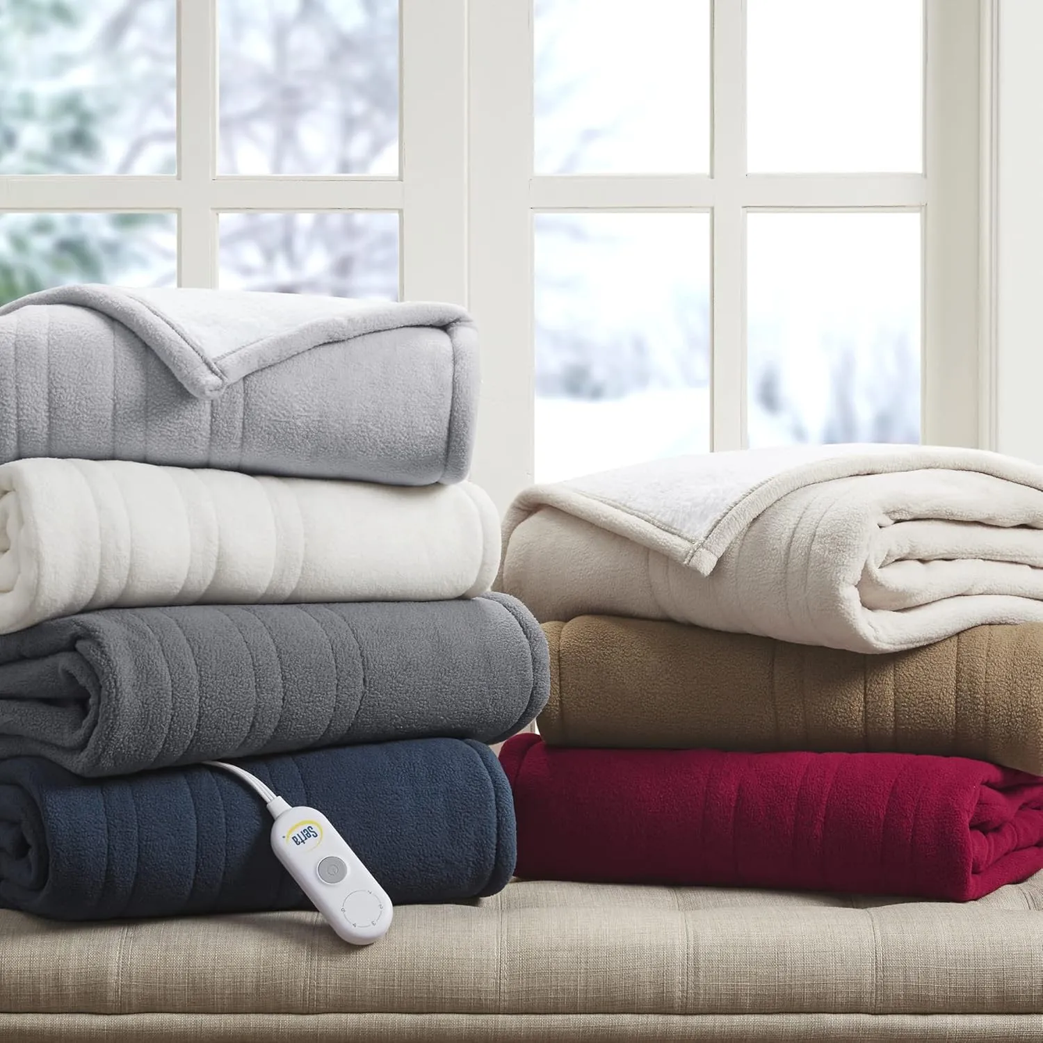 Serta Heated Throw Blanket - Reversible Fleece to Sherpa Electric Blanket, Fast Heating, Auto Shut Off Timer, Multi Heat Setting, ETL Certified, Machine Washable, Smoke Grey 50"x 60"