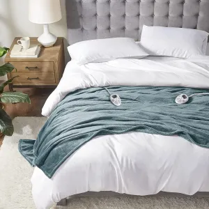 Serta Luxuriously Soft Plush Electric Blanket Fast Heating Cozy Cover, Safety Auto Shut Off Timer, Low EMF, Multi Heat Setting, ETL Certified, Machine Washable, Dark Teal King (92 in x 100 in)