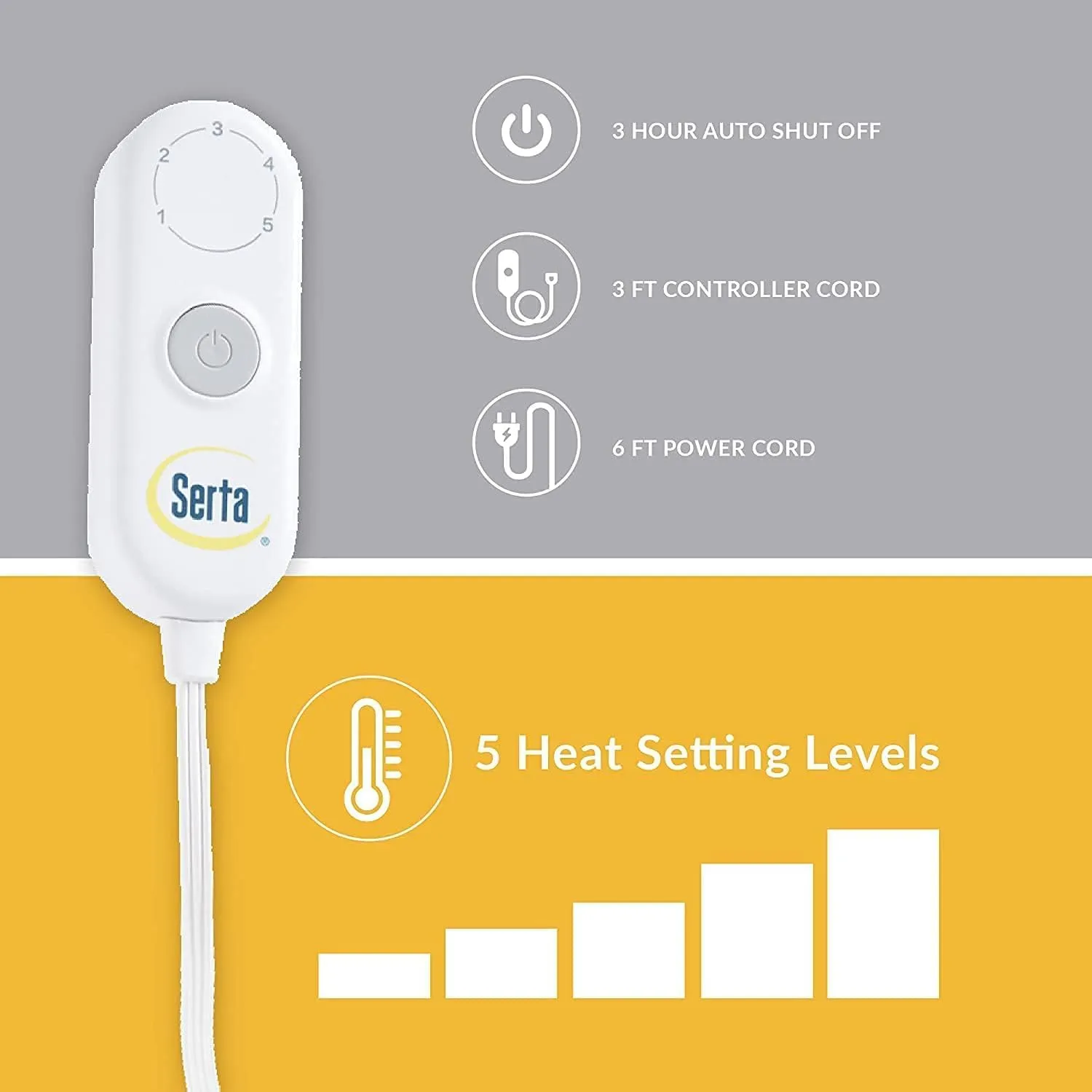 Serta Mila Shaggy Heated Throw Blanket - Soft Faux Fur Heated Blanket, Fast Heating, Auto Shut Off Timer, Low EMF, 5 Heat Setting, ETL Certified, Machine Washable Electric Blanket, Ash Grey 50"x60"