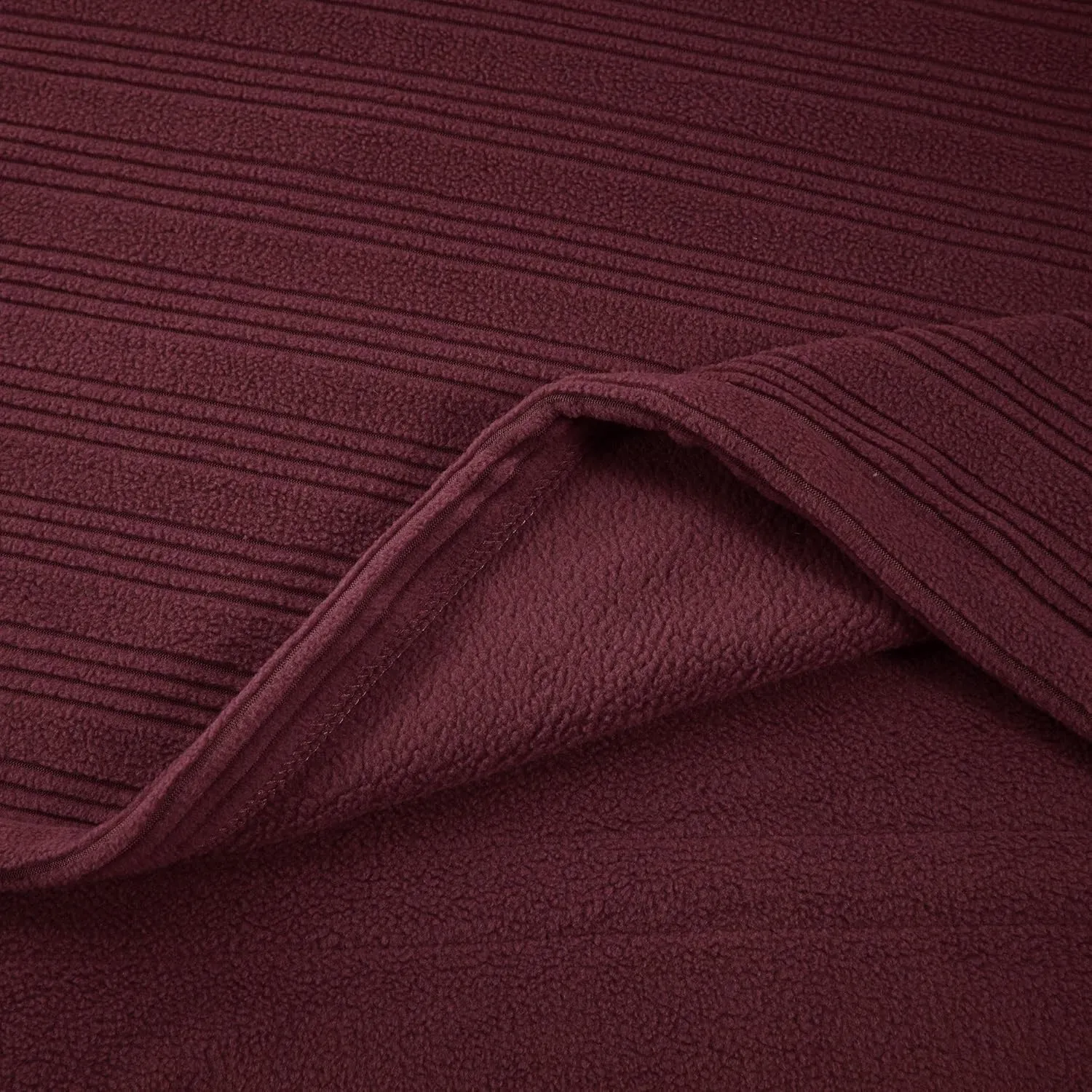 Serta Travis Fleece Ultra Soft Tri-Rib Textured Electric Blanket, Cozy and Snuggly Cover Fast Heating for Cold Weather, Auto Shut Off, Multi Heat Setting Controller, Full, Berry Red