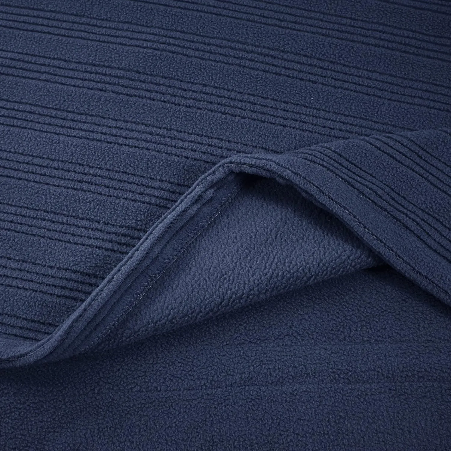 Serta Travis Fleece Ultra Soft Tri-Rib Textured Electric Blanket, Cozy and Snuggly Cover Fast Heating for Cold Weather, Auto Shut Off, Multi Heat Setting Controller, Full, Indigo
