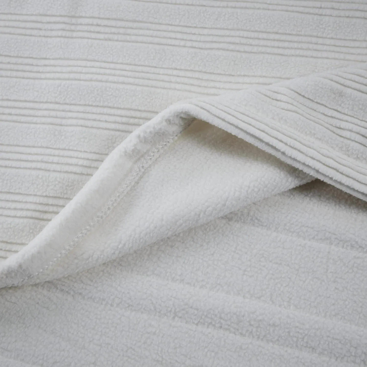 Serta Travis Fleece Ultra Soft Tri-Rib Textured Electric Blanket, Cozy and Snuggly Cover Fast Heating for Cold Weather, Auto Shut Off, Multi Heat Setting Controller, Full, Pumice Stone Grey