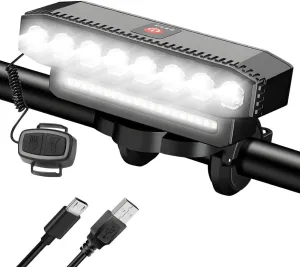 Sidaqi Bike Light 28LED USB Rechargeable Bicycle Headlight with Horn 7 Modes Waterproof Super Bright Bike Lights for Night Riding, Bicycle Bike Headlight for Mountain Off-Road Cycling