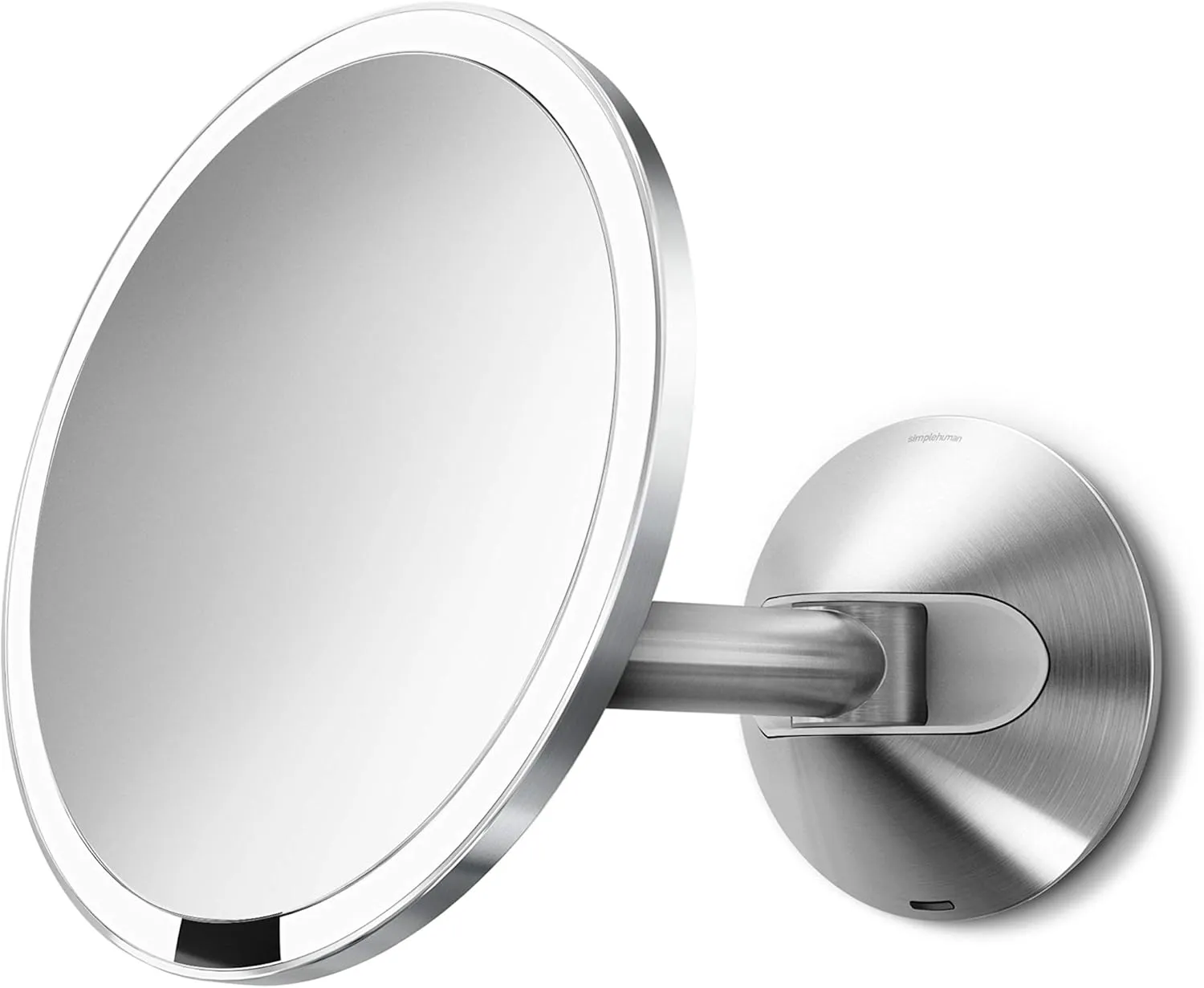simplehuman 8" Sensor Makeup Mirror, Wall Mount, 5X Magnification, Hard-Wired (100-240v), Polished Stainless Steel