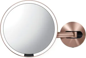 simplehuman 8" Sensor Makeup Mirror, Wall Mount, 5X Magnification, Hard-Wired (100-240v), Rose Gold