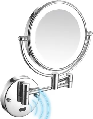 Smart Sensor LED Makeup Mirror with Lights and Magnification, Chrome Double Sided Wall Mounted Extendable Vanity Mirror,Hardwired,10X (Color : Hardwired, Size : 10X)