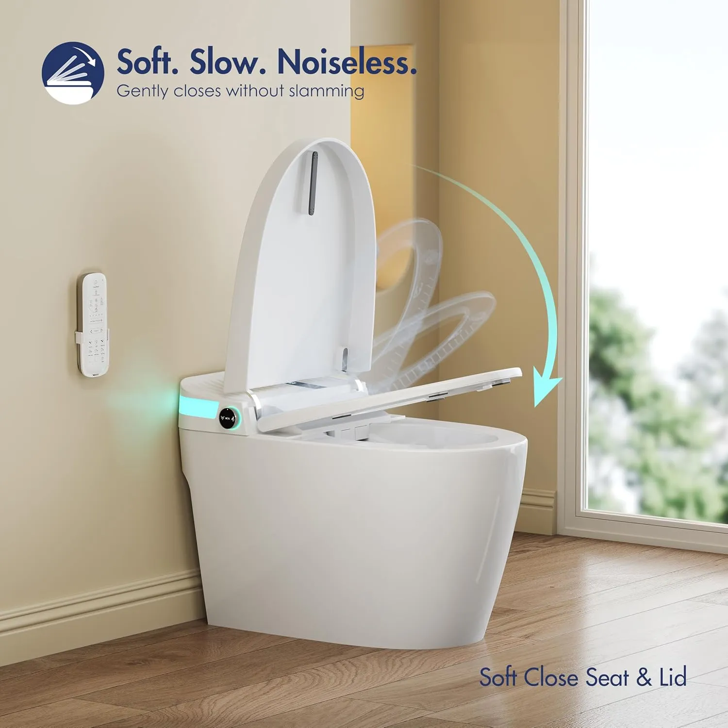 Smart Toilet, Eridanus One Piece Bidet Toilet for Bathrooms, Foot-Sensor, Off-Seat Auto Flush, Adjustable Warm Water Sprayer, Air Dryer, Elongated Heated Seat, Power-Assisted Flush
