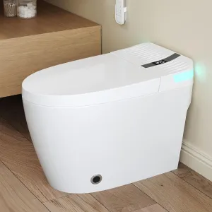 Smart Toilet, Eridanus One Piece Bidet Toilet for Bathrooms, Foot-Sensor, Off-Seat Auto Flush, Adjustable Warm Water Sprayer, Air Dryer, Elongated Heated Seat, Power-Assisted Flush